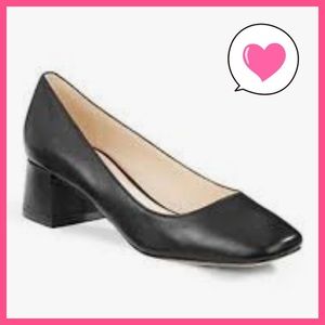 Karl Lagerfeld charee black block heels leather 7